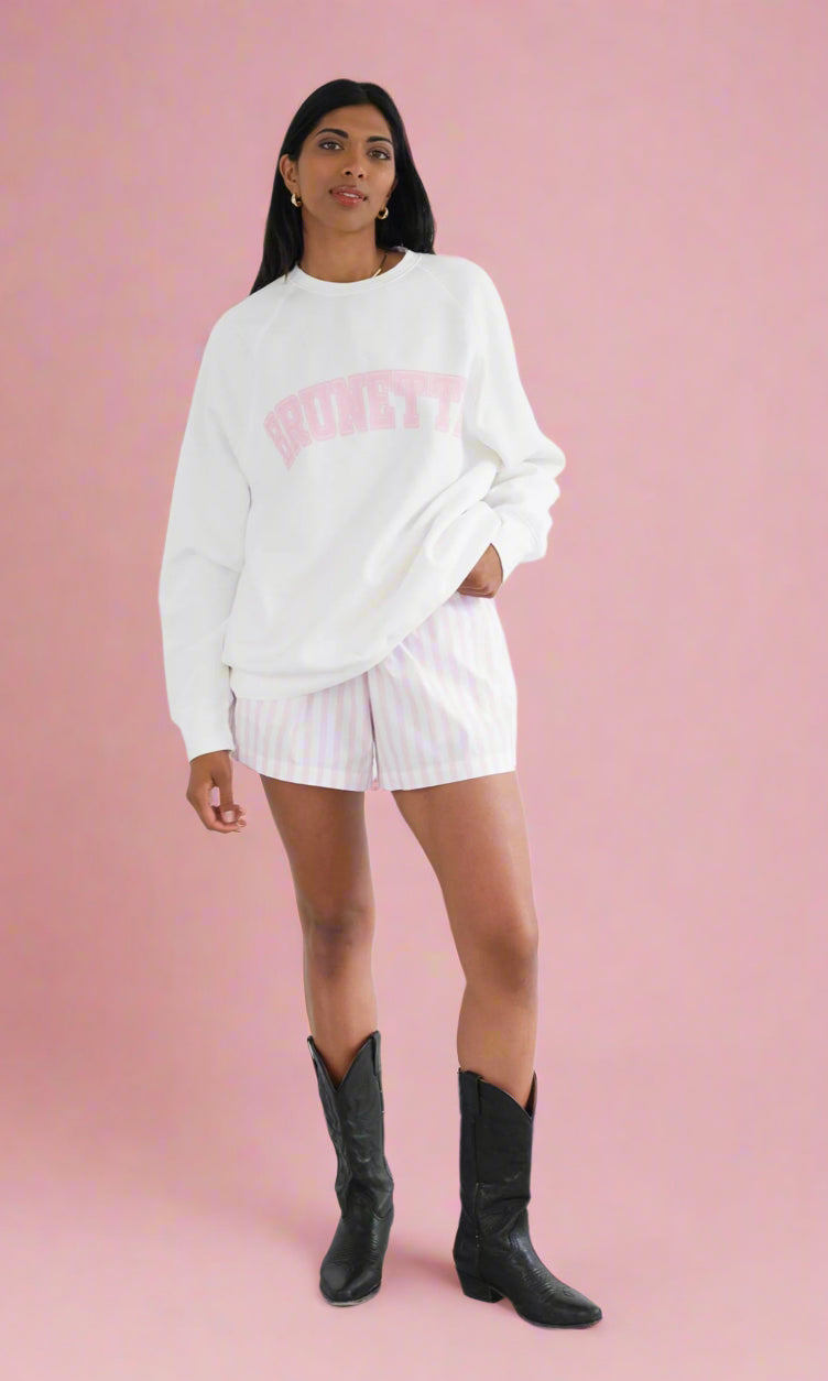 Brunette The Label "Brunette" Varsity Hair Colour Not Your Boyfriend's Crew Sweater