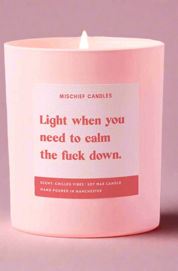 Funny Calm the Fuck Down Friendship Gift Funny Candle Candles by Mischief Candles as seen on celebrities