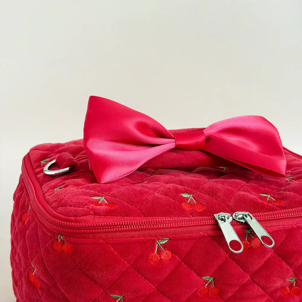 Coconut Lane Travel Vanity Case in Cherry Velvet