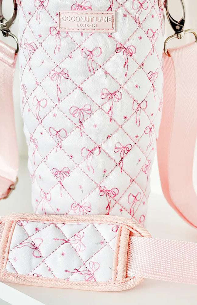 Coconut Lane Quilted Dainty Bows Tumbler Carry Case Water Bottle by Coconut Lane as seen on celebrities