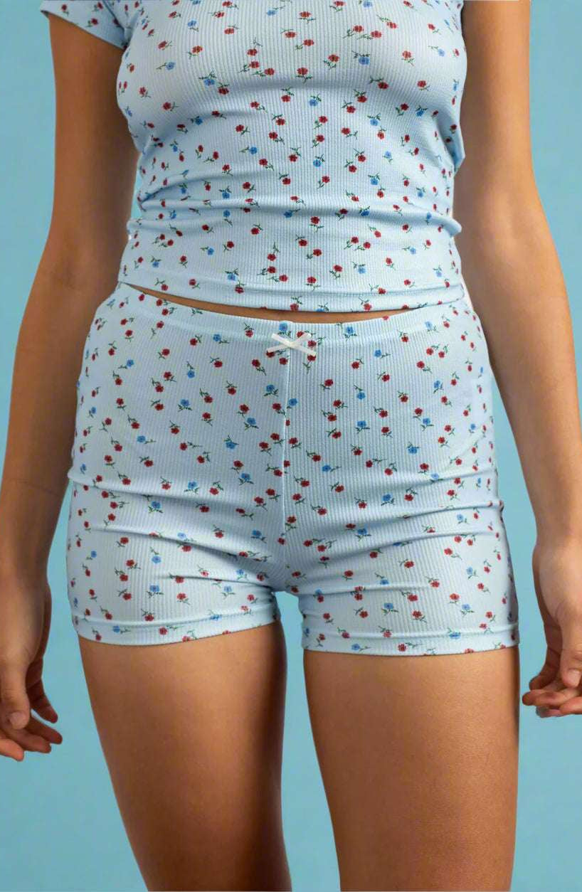 Daisy Street Ditsy Ribbed Jersey Lace Trimmed Baby Tee Pyjamas by Daisy Street as seen on celebrities