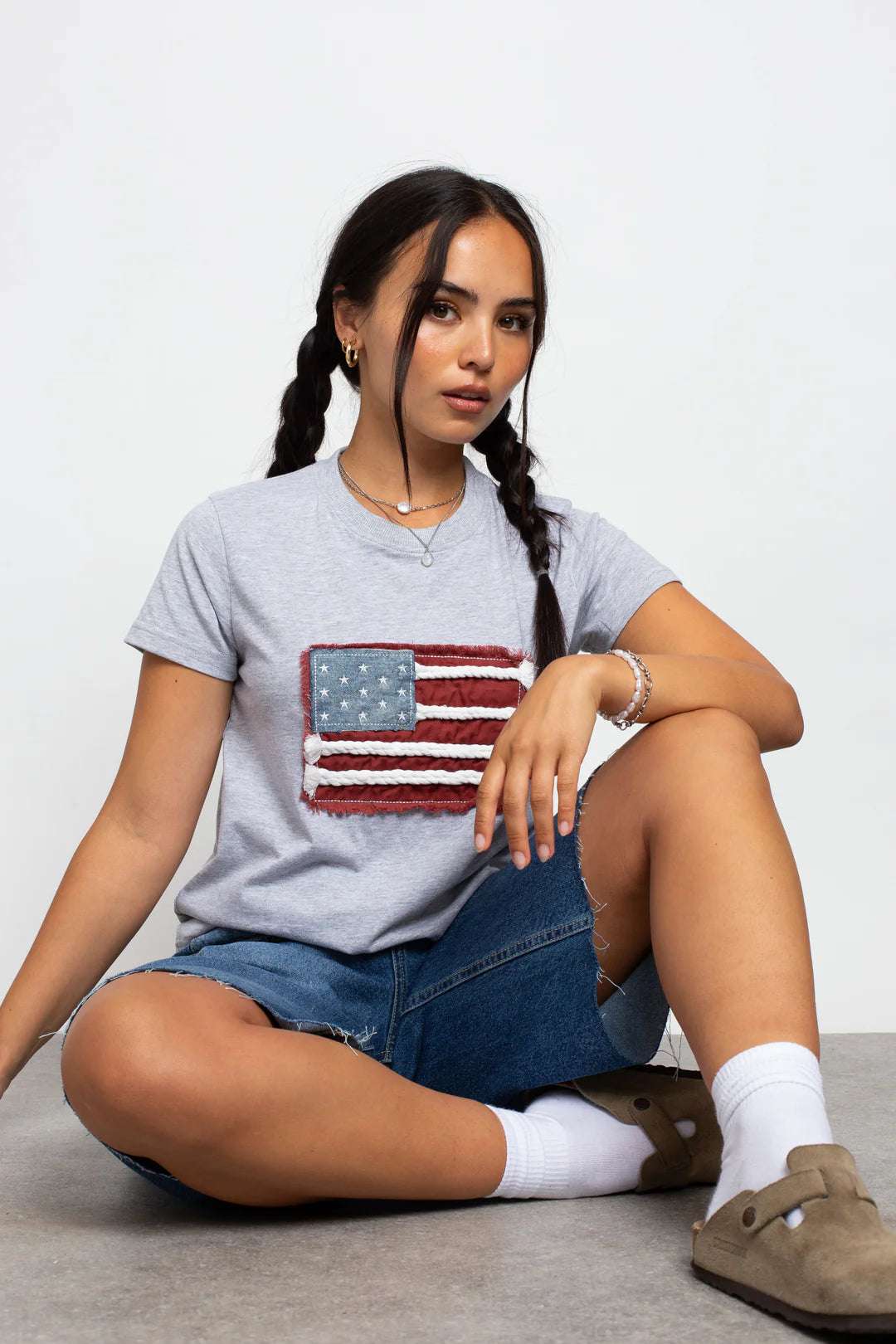 Daisy Street Applique USA Flag T-Shirt T-Shirt by Daisy Street as seen on celebrities