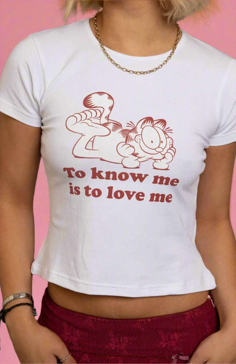 Daisy Street Garfield To Know Me Baby Tee T-Shirts by Daisy Street as seen on celebrities