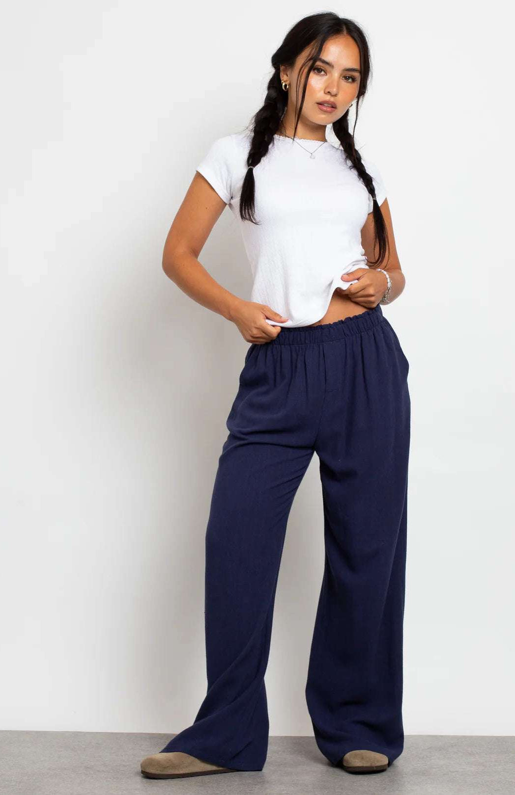 Daisy Street Mid Rise Wide Leg Joggers Jogger Bottoms by Daisy Street as seen on celebrities
