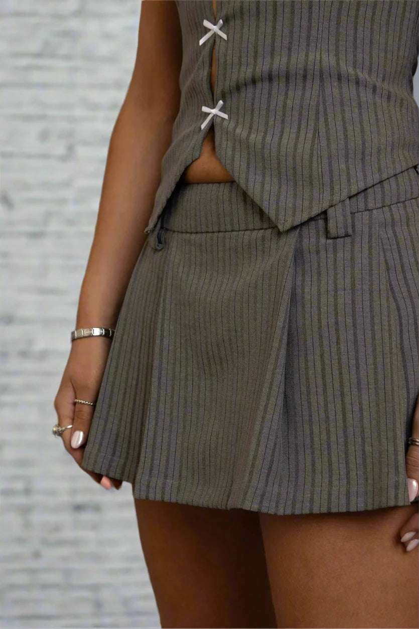 Daisy Street Mini Striped Pleated Skirt Mini Skirt by Daisy Street as seen on celebrities