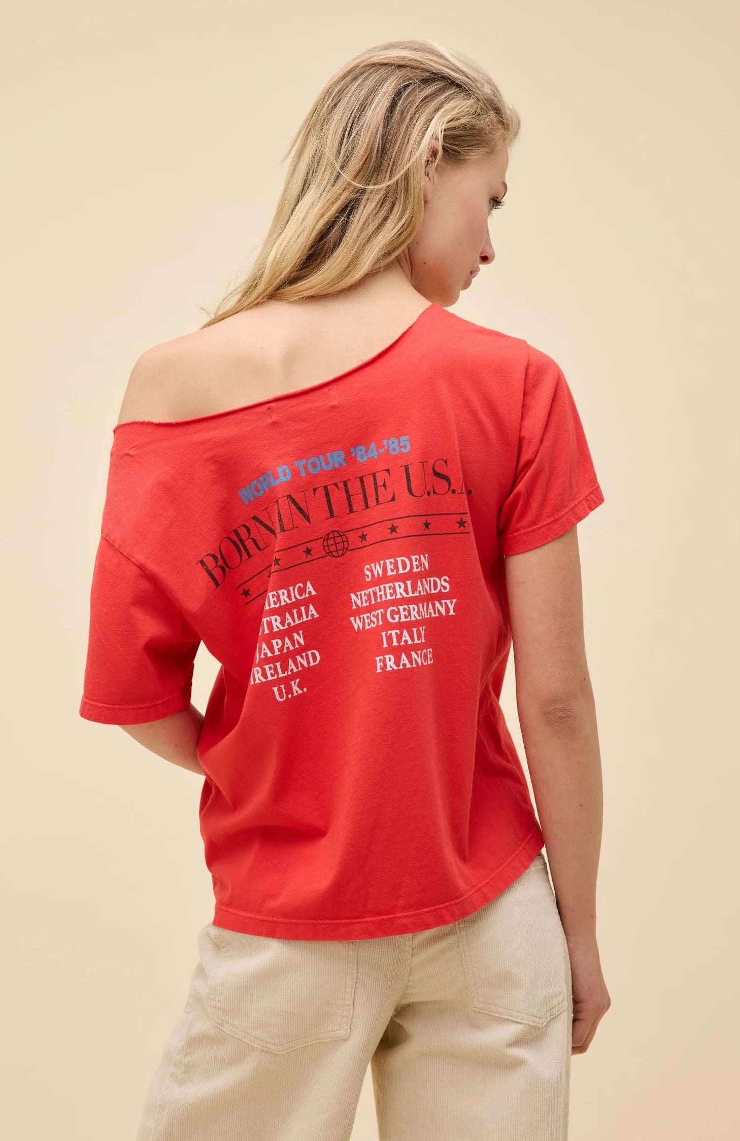 Daydreamer LA Bruce Springsteen Americana Off The Shoulder Tee T-Shirt by Daydreamer LA as seen on celebrities