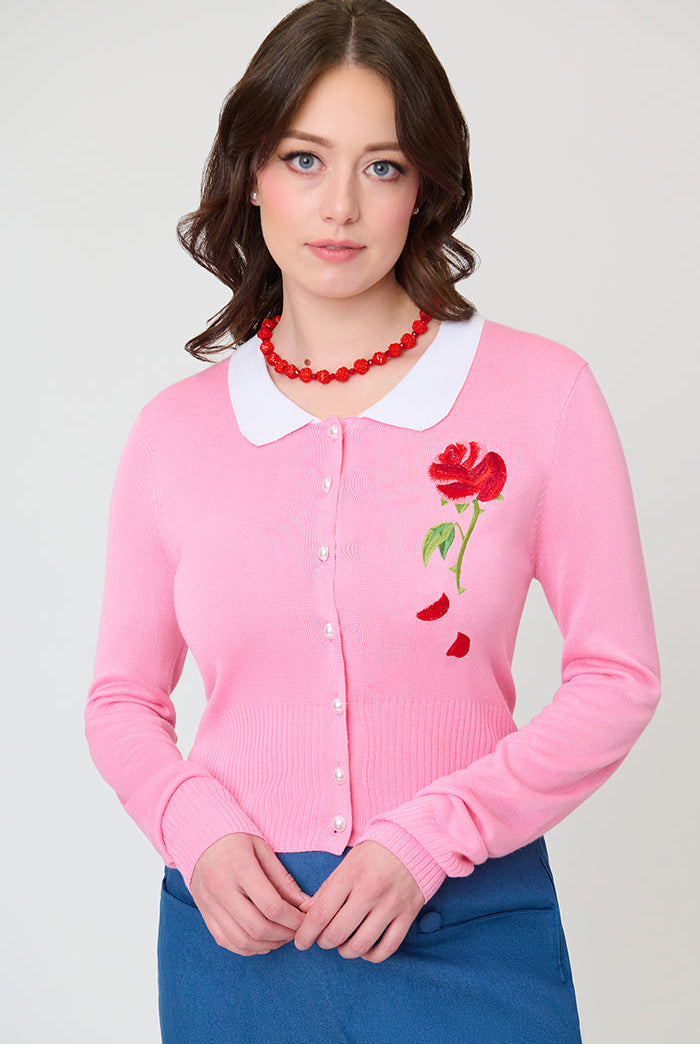 Disney Beauty & The Beast Pink Rose Cardigan