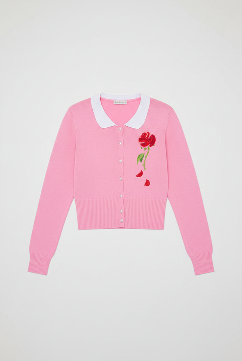 Disney Beauty & The Beast Pink Rose Cardigan