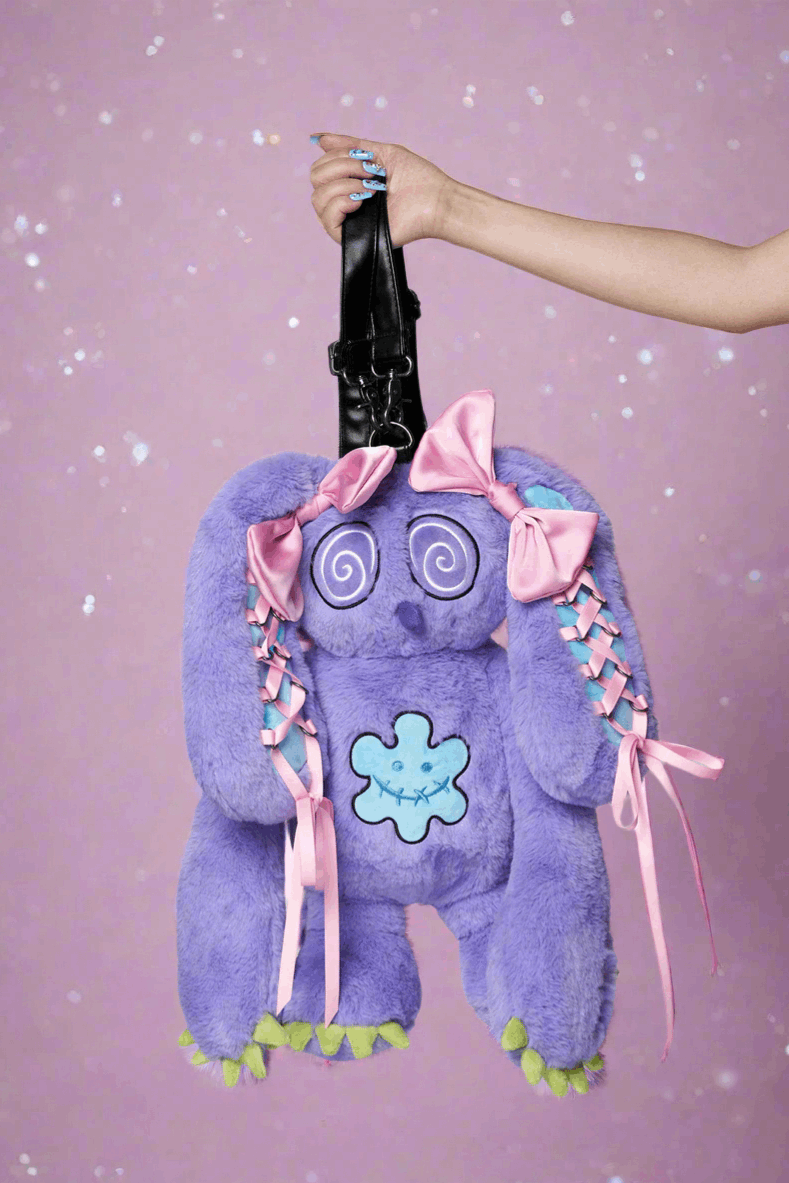 Minga London x Ema Gaspar Bunny Plush Backpack Backpack by Minga London as seen on celebrities