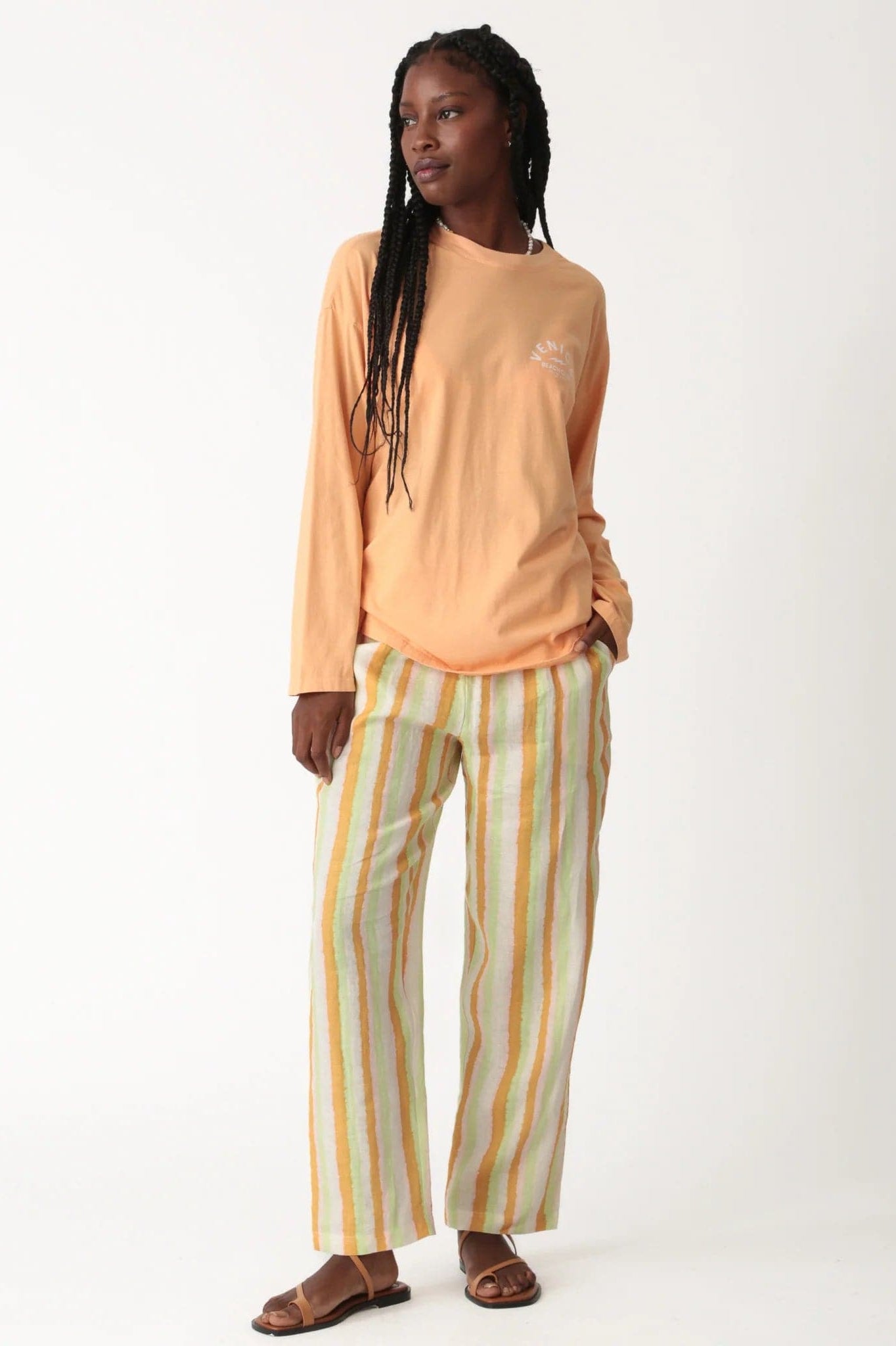 Electric and Rose Camden Boyfriend Tee - Beach Club Graphic Long Sleeved Top by Electric and Rose as seen on celebrities