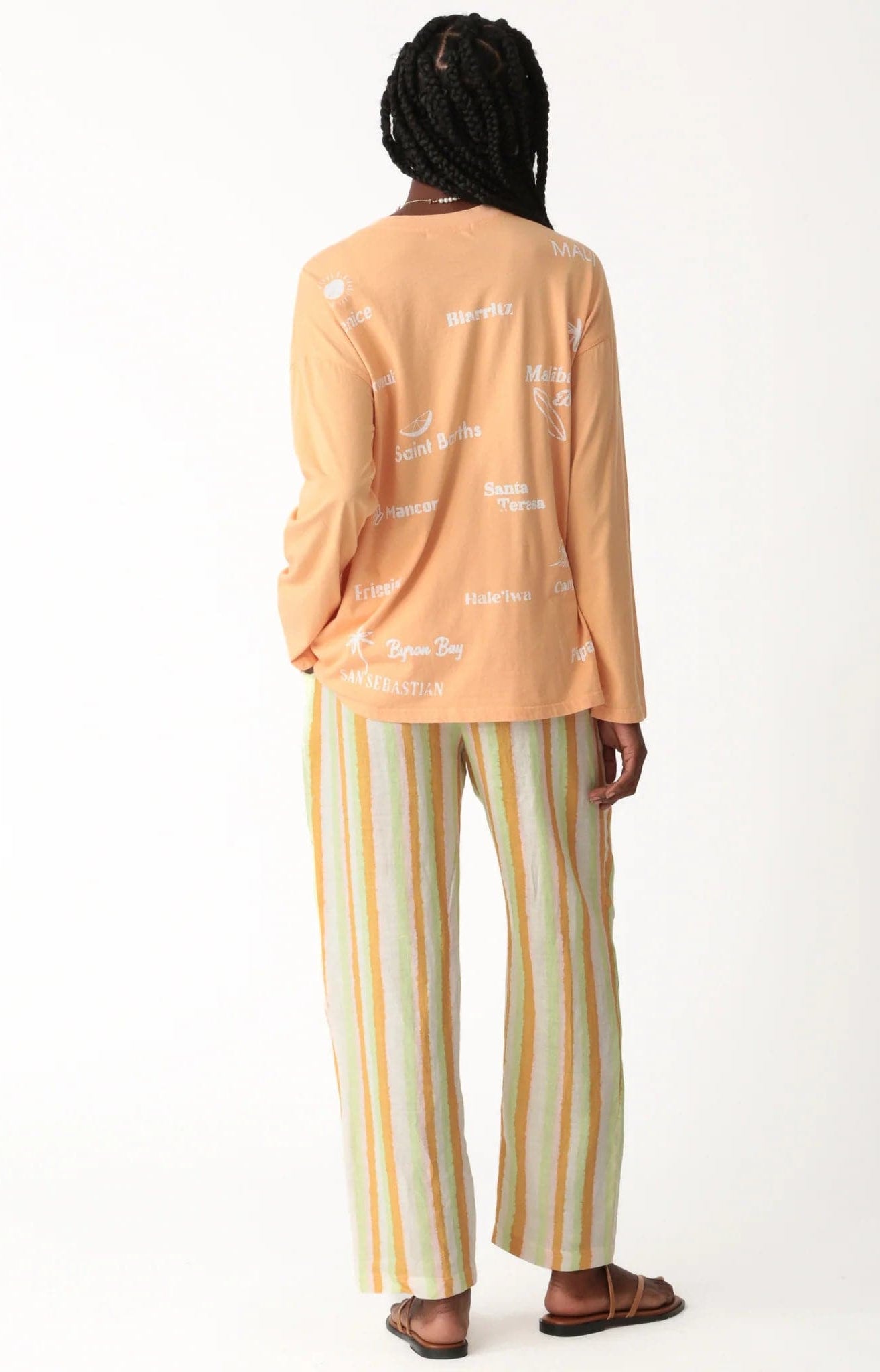Electric and Rose Camden Boyfriend Tee - Beach Club Graphic Long Sleeved Top by Electric and Rose as seen on celebrities