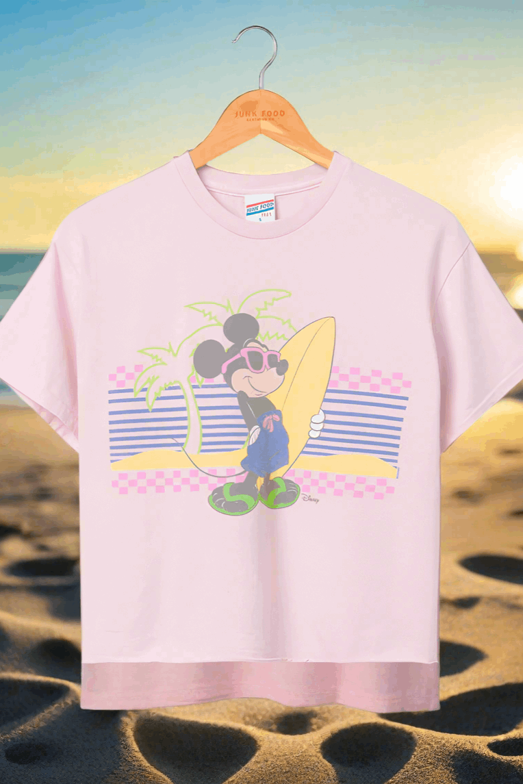 Junk Food Mickey Surf Flea Market Crop Top T-Shirt by Junk Food as seen on celebrities