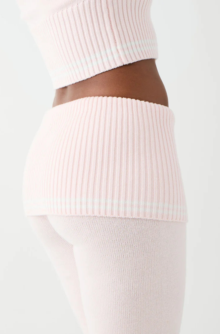 Frankies Bikinis Aimee Cloud Knit Flare Pant in Rosebud Pink Trousers by Frankies Bikinis as seen on celebrities