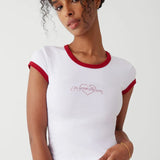 Frankies Bikinis Archie Cotton Tee as seen on Madelaine Petsch & Amelia Gray Top by Frankies Bikinis as seen on celebrities