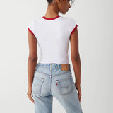 Frankies Bikinis Archie Cotton Tee as seen on Madelaine Petsch & Amelia Gray Top by Frankies Bikinis as seen on celebrities