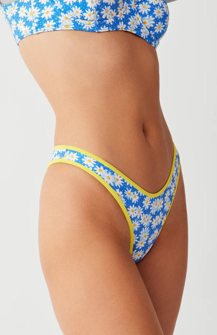 Frankies Bikinis Dove Classic Bikini Bottom in Blue Daisy Bikini Top by Frankies Bikinis as seen on celebrities