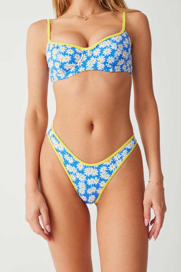 Frankies Bikinis Dove Classic Bikini Bottom in Blue Daisy Bikini Top by Frankies Bikinis as seen on celebrities