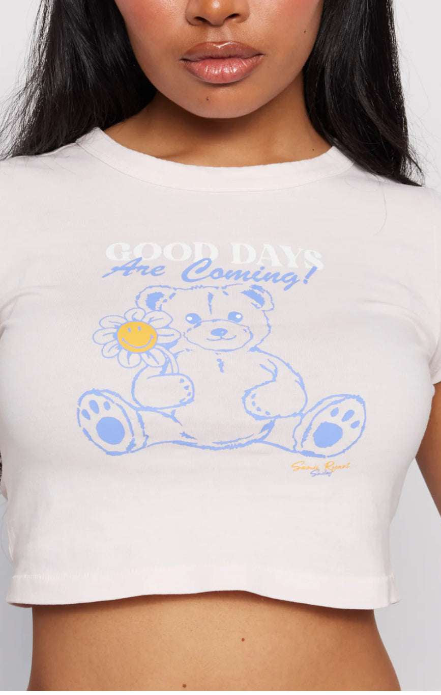 Samii Ryan x Smileyworld® Good Days Baby Tee T-Shirt by Samii Ryan as seen on celebrities