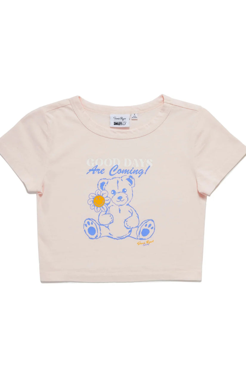 Samii Ryan x Smileyworld® Good Days Baby Tee T-Shirt by Samii Ryan as seen on celebrities