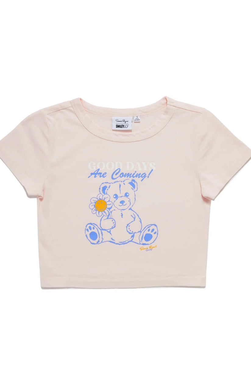 Samii Ryan x Smileyworld® Good Days Baby Tee T-Shirt by Samii Ryan as seen on celebrities