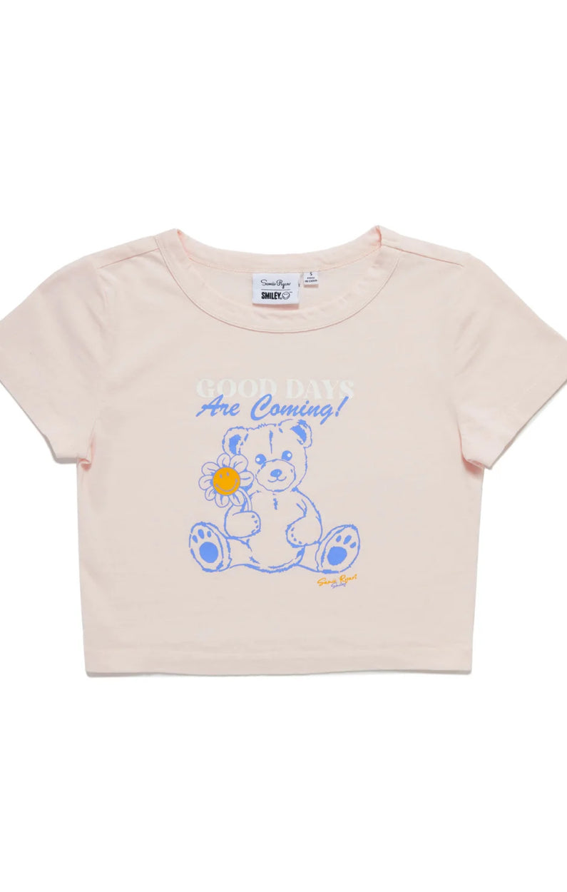 Samii Ryan x Smileyworld® Good Days Baby Tee T-Shirt by Samii Ryan as seen on celebrities