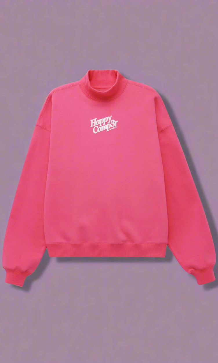 Happy Camp3r Hot Pink Mockneck Sweatshirt