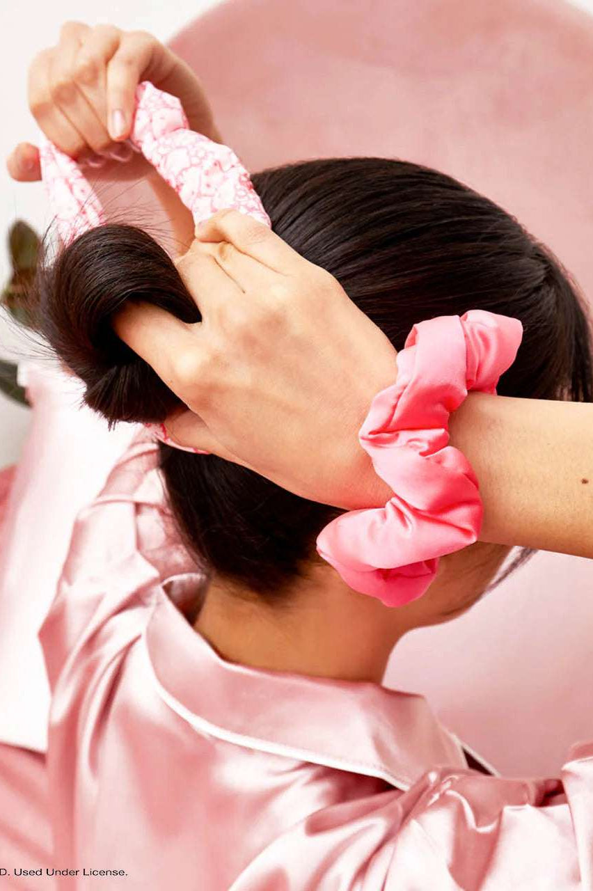 Hello Kitty x Kitsch Recycled Fabric Puffy Scrunchies 3pc Set Hair Band by Kitsch as seen on celebrities