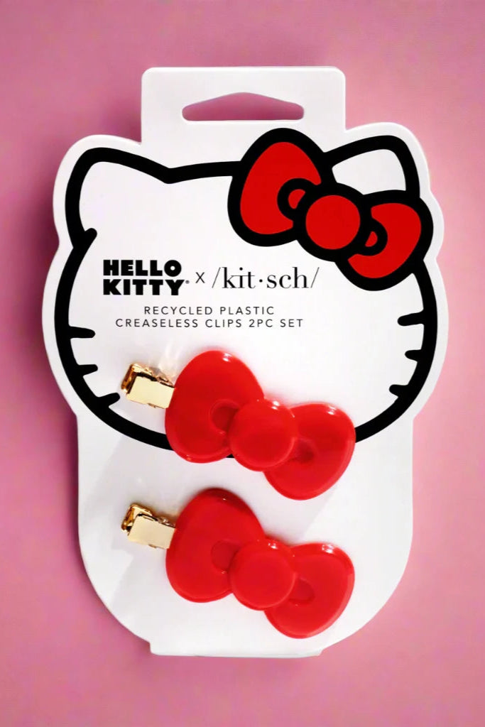 Hello Kitty x Kitsch Recycled Plastic Creaseless Clips 2pc Set Hair Band by Kitsch as seen on celebrities