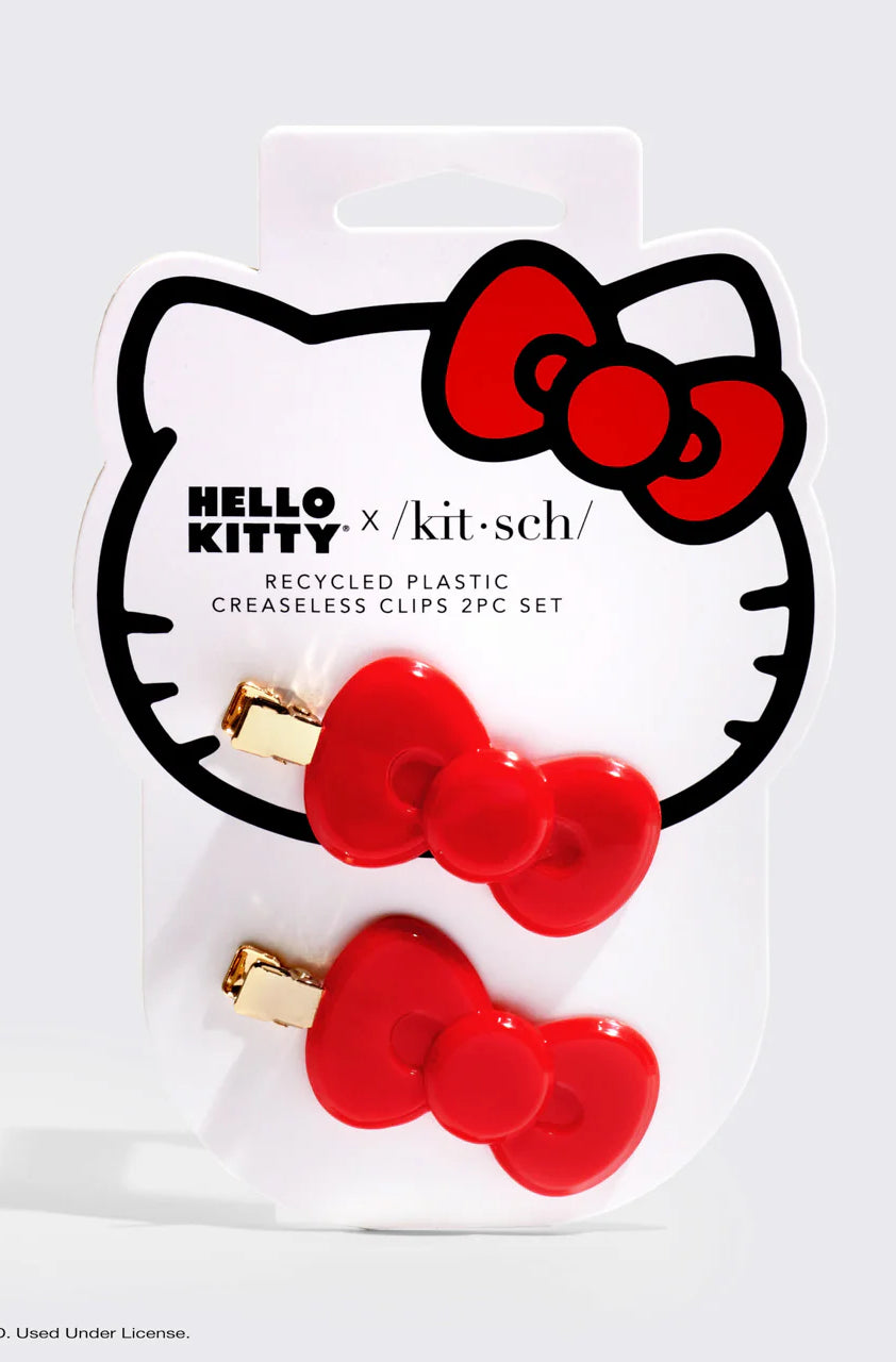 Hello Kitty x Kitsch Recycled Plastic Creaseless Clips 2pc Set Hair Band by Kitsch as seen on celebrities