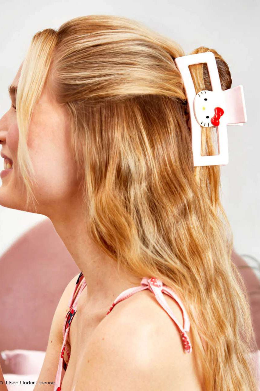 Hello Kitty x Kitsch Recycled Plastic Jumbo Open Shape Claw Clip 1pc - Hello Kitty Face Hair Band by Kitsch as seen on celebrities