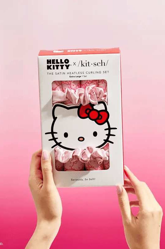 Hello Kitty x Kitsch XL Heatless Curling Set - Pink Hello Kitty Faces Hair by Kitsch as seen on celebrities