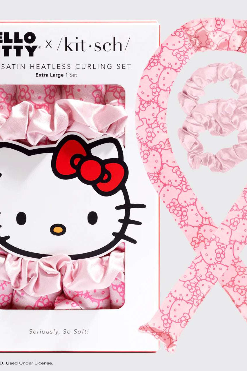 Hello Kitty x Kitsch XL Heatless Curling Set - Pink Hello Kitty Faces Hair by Kitsch as seen on celebrities