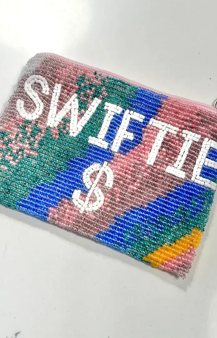 Tiana Designs Hand Beaded Rainbow SWIFTIE Coin Purse