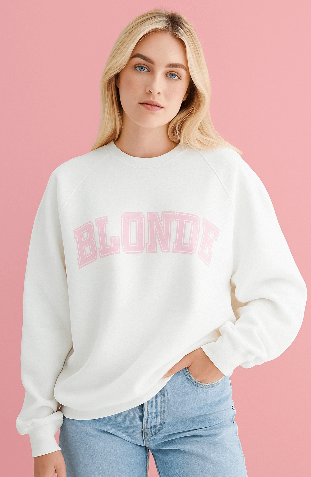 Brunette The Label "Blonde" Varsity Hair Colour Not Your Boyfriend's Crew Sweater