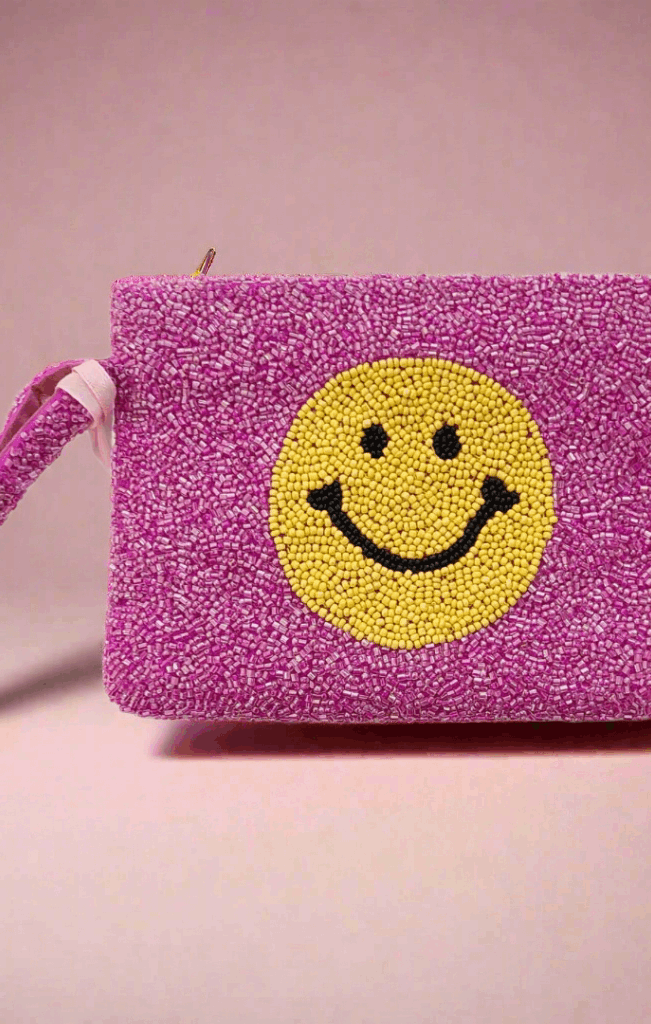 Tiana Designs Hand Beaded Smiley Coin Purse Wristlet Handbag by Tiana New York as seen on celebrities