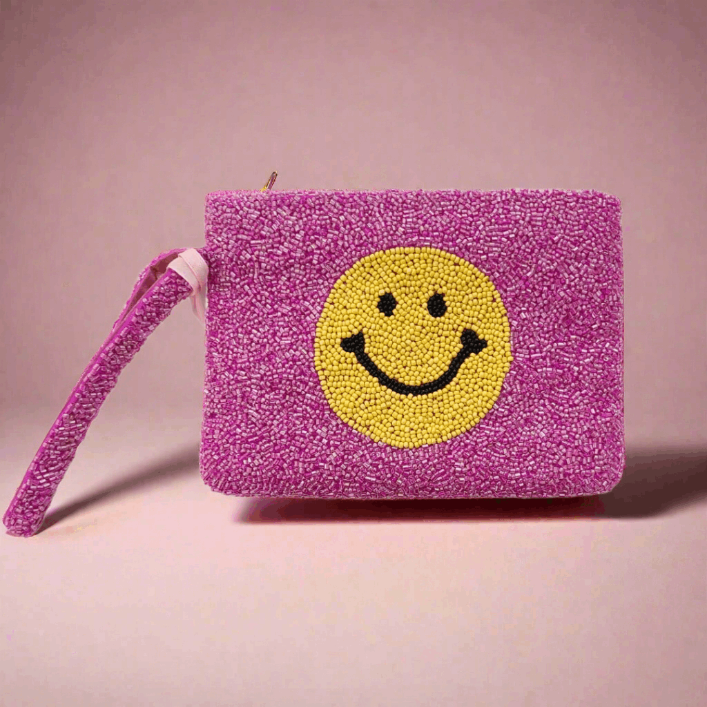 Tiana Designs Hand Beaded Smiley Coin Purse Wristlet Handbag by Tiana New York as seen on celebrities