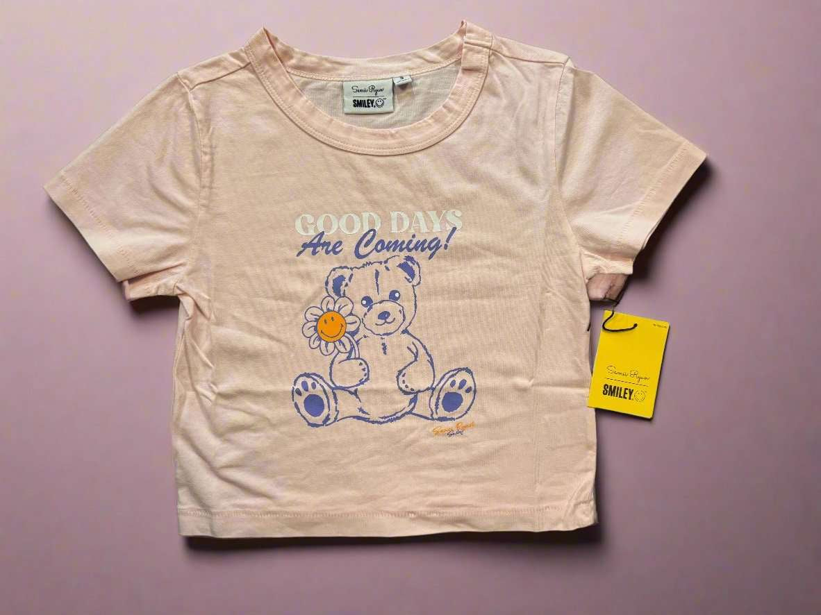 Samii Ryan x Smileyworld® Good Days Baby Tee T-Shirt by Samii Ryan as seen on celebrities