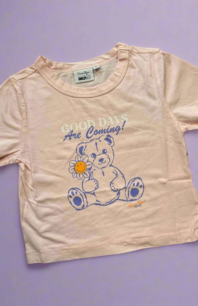 Samii Ryan x Smileyworld® Good Days Baby Tee T-Shirt by Samii Ryan as seen on celebrities