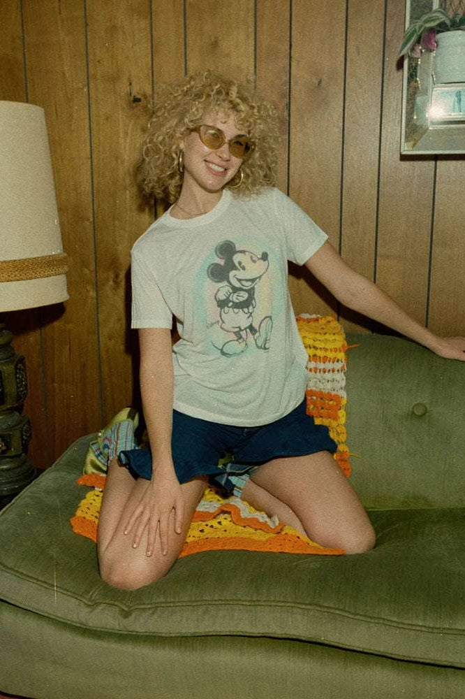 Junk Food Mickey Old School Spray Paint Vintage Tee T-Shirt by Junk Food as seen on celebrities