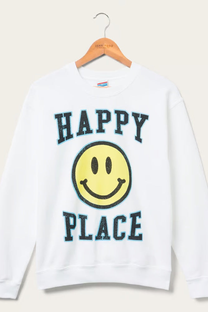 Junk Food Womens Happy Place Flea Market Fleece Sweater T-Shirt by Junk Food as seen on celebrities