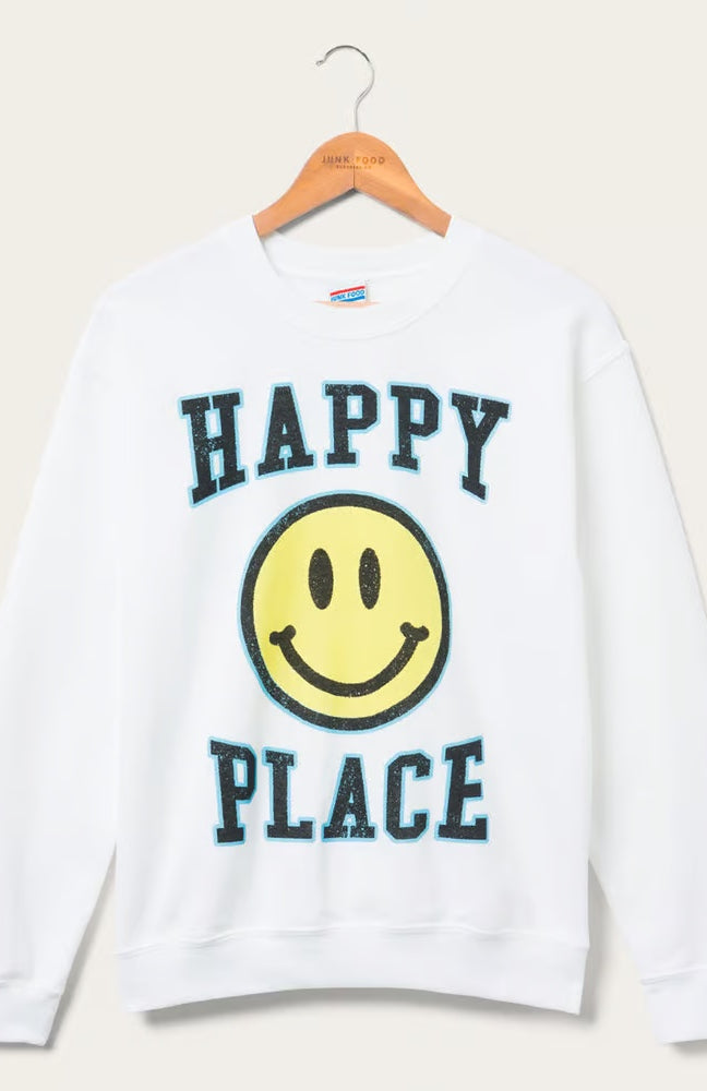 Junk Food Womens Happy Place Flea Market Fleece Sweater T-Shirt by Junk Food as seen on celebrities