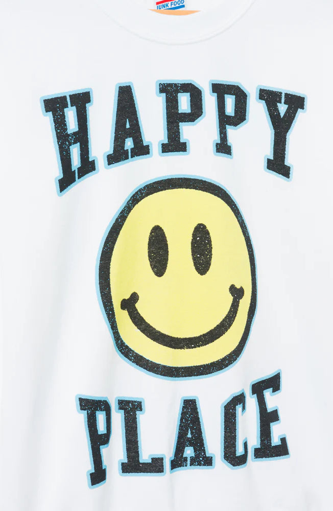Junk Food Womens Happy Place Flea Market Fleece Sweater T-Shirt by Junk Food as seen on celebrities