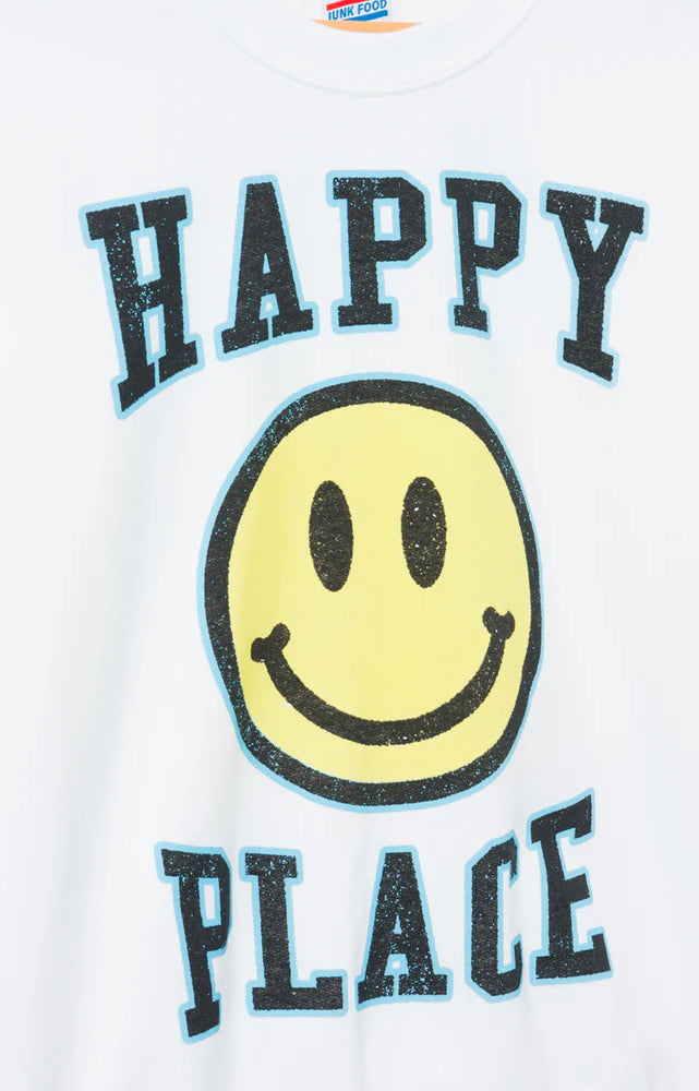 Junk Food Womens Happy Place Flea Market Fleece Sweater T-Shirt by Junk Food as seen on celebrities