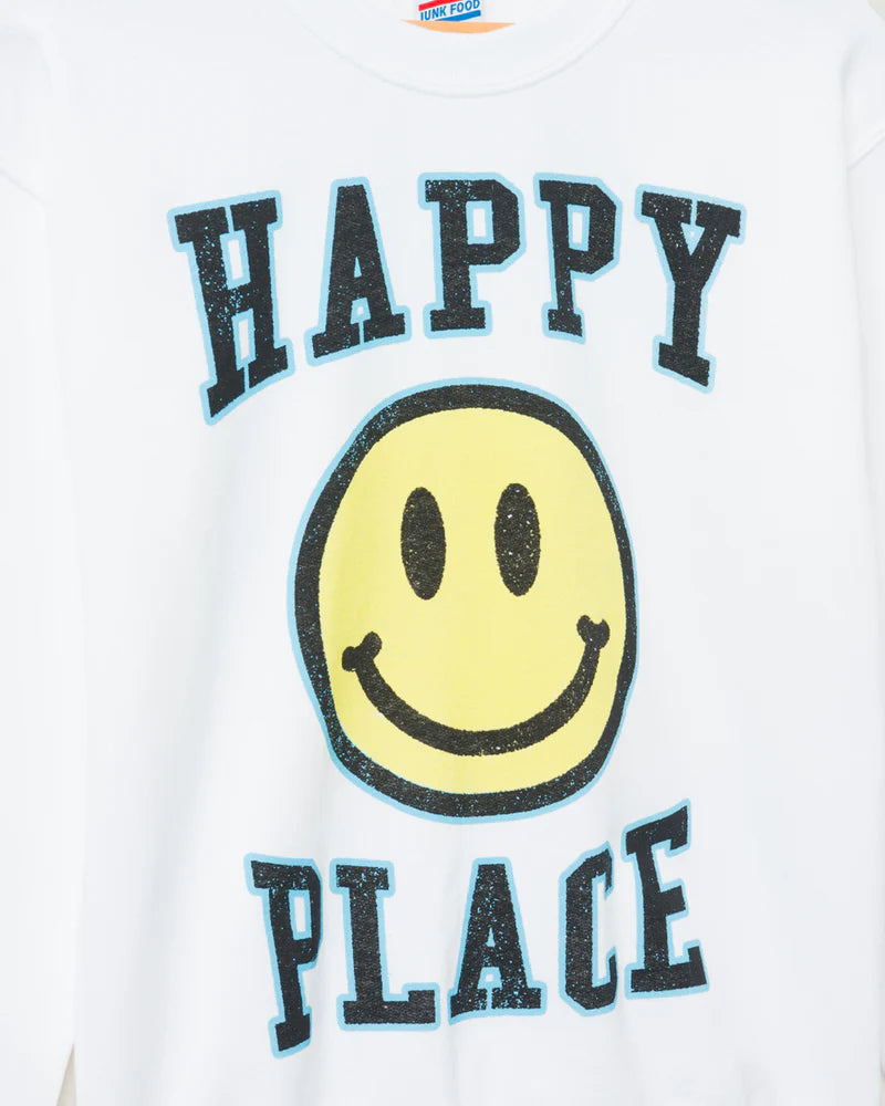 Junk Food Womens Happy Place Flea Market Fleece Sweater T-Shirt by Junk Food as seen on celebrities