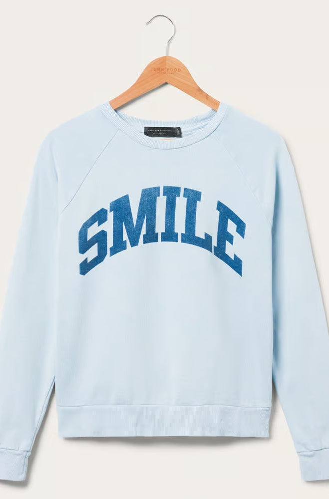 Junk Food Womens Smile Vintage Raglan Pullover T-Shirt by Junk Food as seen on celebrities