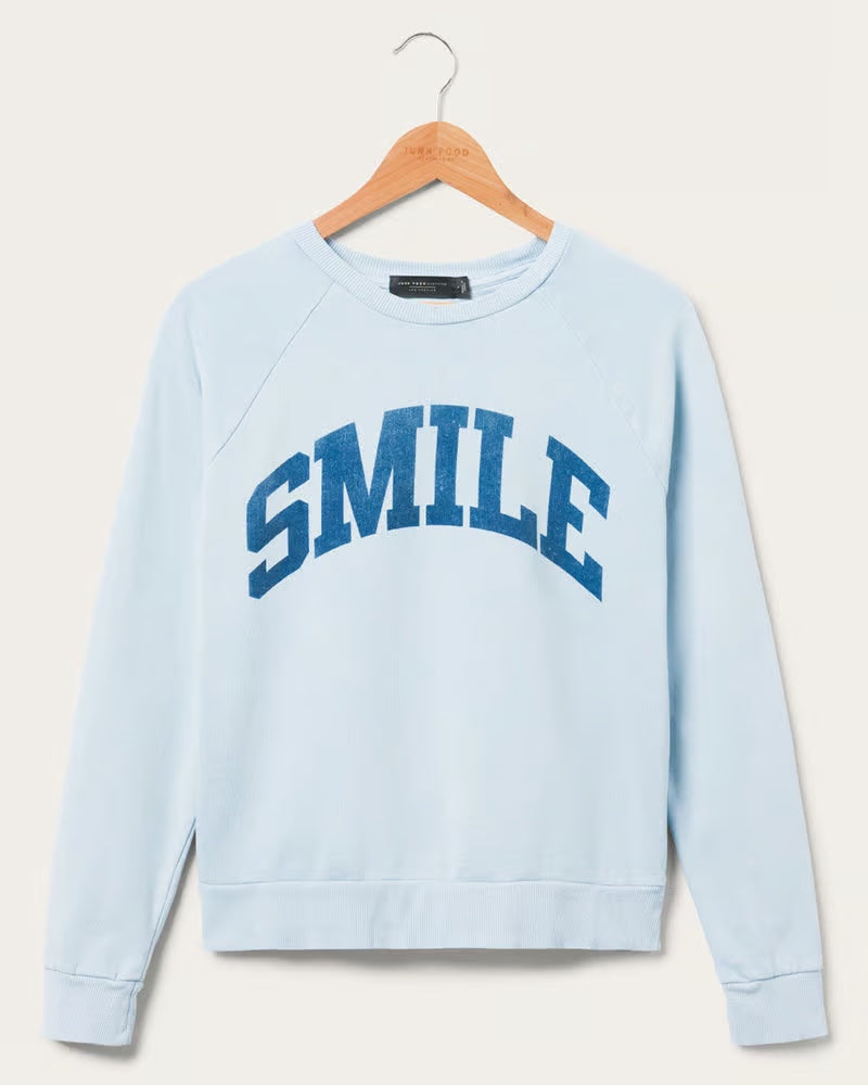 Junk Food Womens Smile Vintage Raglan Pullover T-Shirt by Junk Food as seen on celebrities