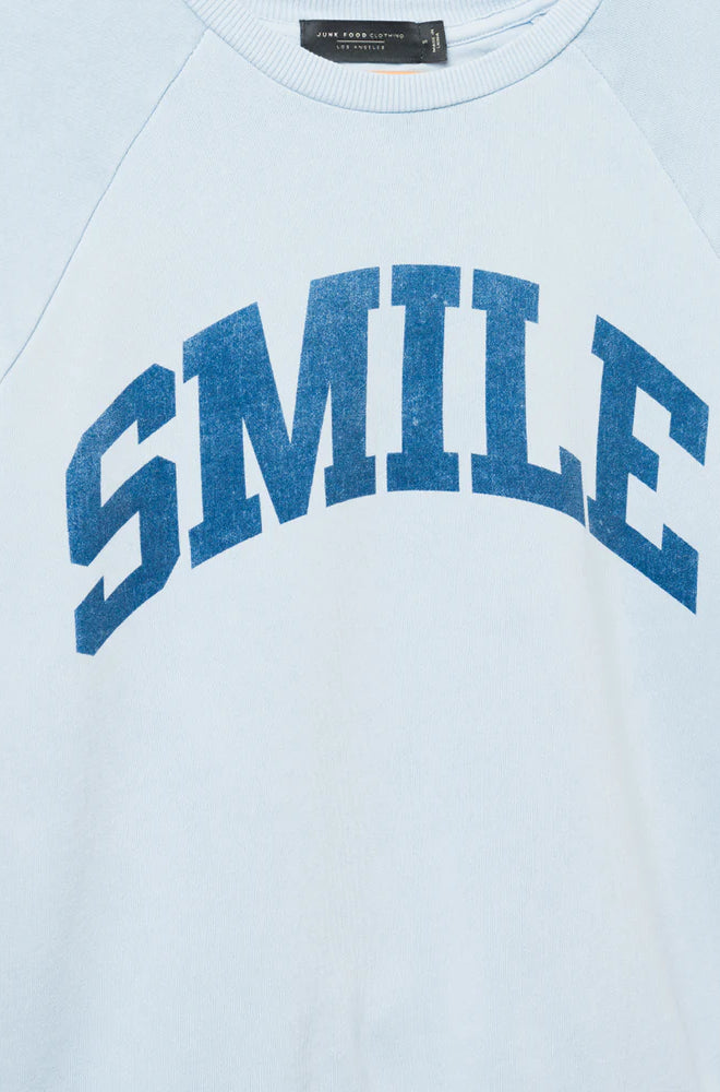 Junk Food Womens Smile Vintage Raglan Pullover T-Shirt by Junk Food as seen on celebrities