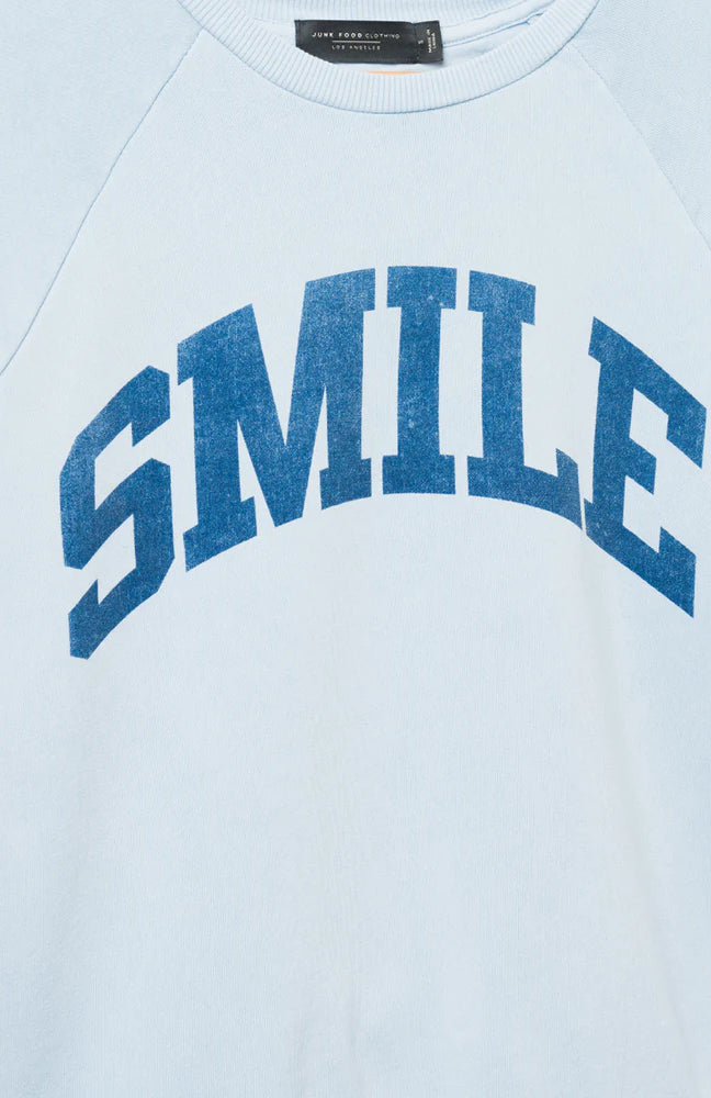 Junk Food Womens Smile Vintage Raglan Pullover T-Shirt by Junk Food as seen on celebrities