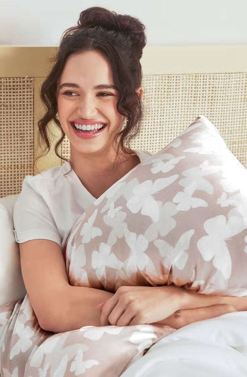 KITSCH Satin Pillowcase Champagne Butterfly Pillow by Kitsch as seen on celebrities