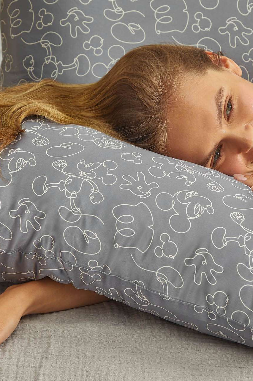 Kitsch & Mickey and Minnie Satin Pillowcase Standard Mickey Magic - Charcoal Pillow by Kitsch as seen on celebrities